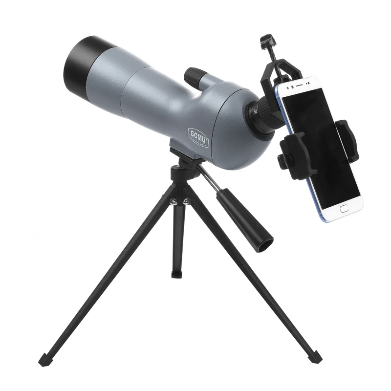 20-60x60 Зрительная труба зум Монокуляр Birdwatch и универсальный адаптер для телефона крепление lll ночного видения водонепроницаемый телескоп Охота - Цвет: Silver