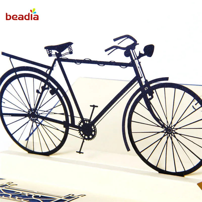 Поздравительные открытки с 3D выдвижным велосипедом лазерная вырезка почтовая