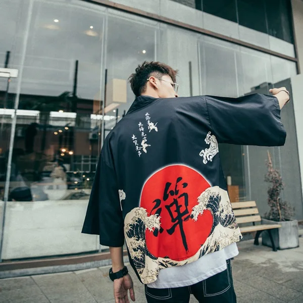 Японское кимоно кардиган для мужчин haori yukata мужской самурайский костюм одежда кимоно куртка мужская кимоно рубашка yukata haori FF001 - Цвет: 2