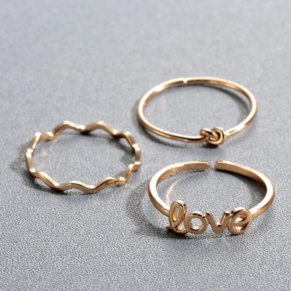 Комплект женских колец Chandler 3 шт./компл. с узелком волнистым узором|finger jewelry|ring setring