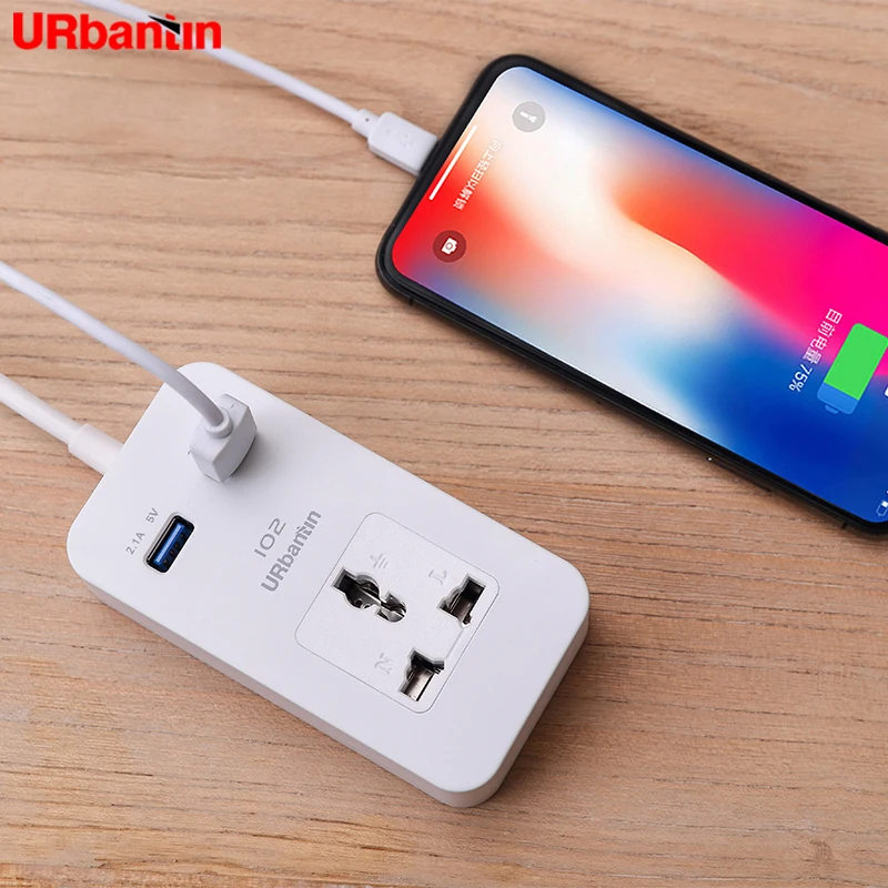 Urbantin 1AC розетки 2 выходами USB сетевой фильтр Цвет Смарт быстрой зарядки разъем с ЕС