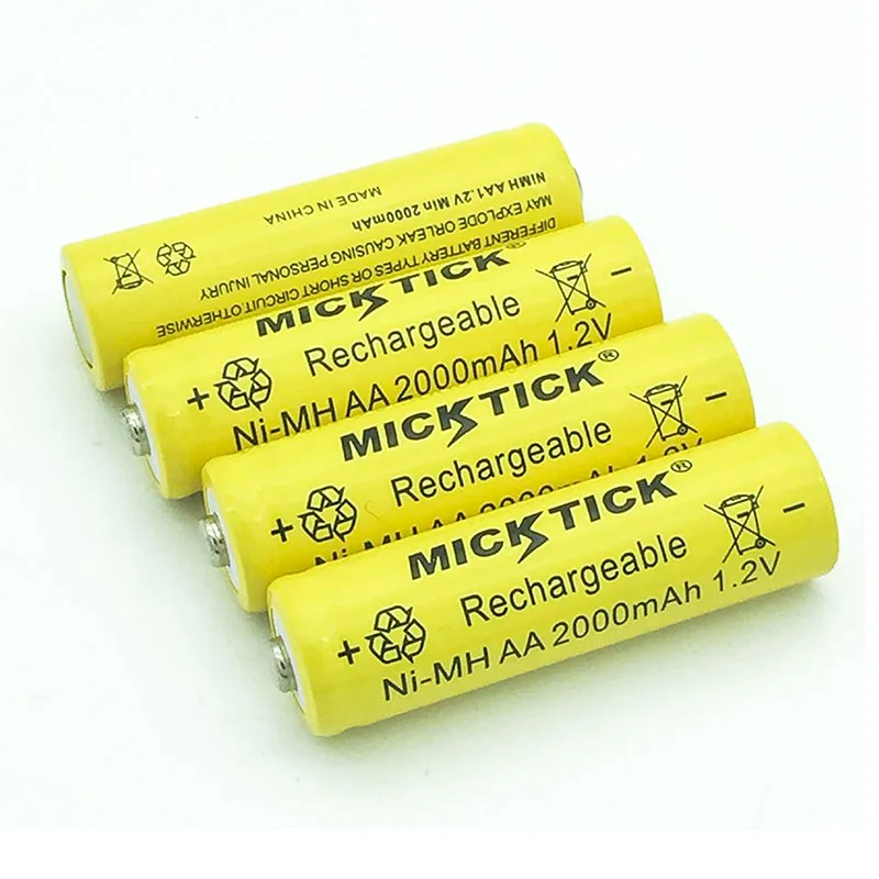 4 шт. MICKTICK 2000 мАч перезаряжаемые AA 5 # батарея В 1 2 в 2a Ni MH батареи большой ёмкость