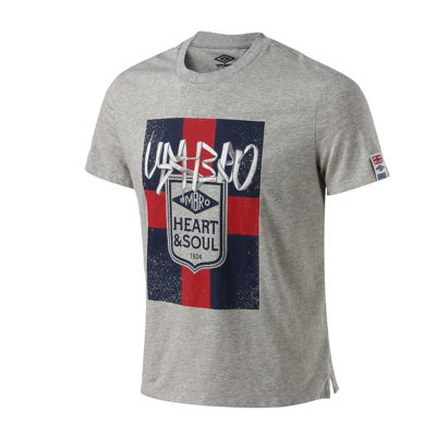 Umbro Мужская рубашка с коротким рукавом лето хлопок круглый воротник вязать свободный студенческий тренд Спортивная футболка Ucb63005 - Цвет: Серый
