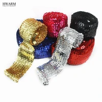 4yard 7 5cm sequin african lace fabric ribbon gold silver black diy 8 row tight sequin bead lace ribbon wedding decoration stage