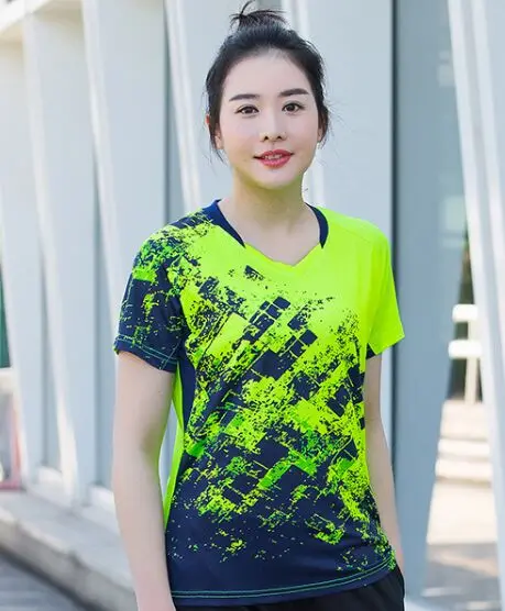 Women Green Shirt Теннисные шорты обувь для девочек, для мужчин бадминтон sportshirts, camiseta бадминтон, женщин tenis одежда, пинг понг одежда Спортивная - Цвет: Women Green Shirt