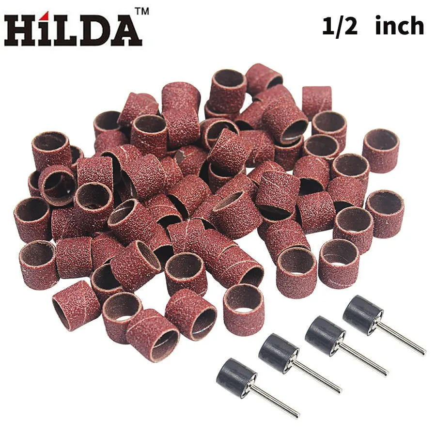 100 pcs large HILDA 100 шт 1/" или 1/2" Шлифовальная лента с барабаном шлифовальной машины Dremel аксессуары Подходит для Dremel набор инструментов шлифовка полировка - Цвет: 100 pcs large