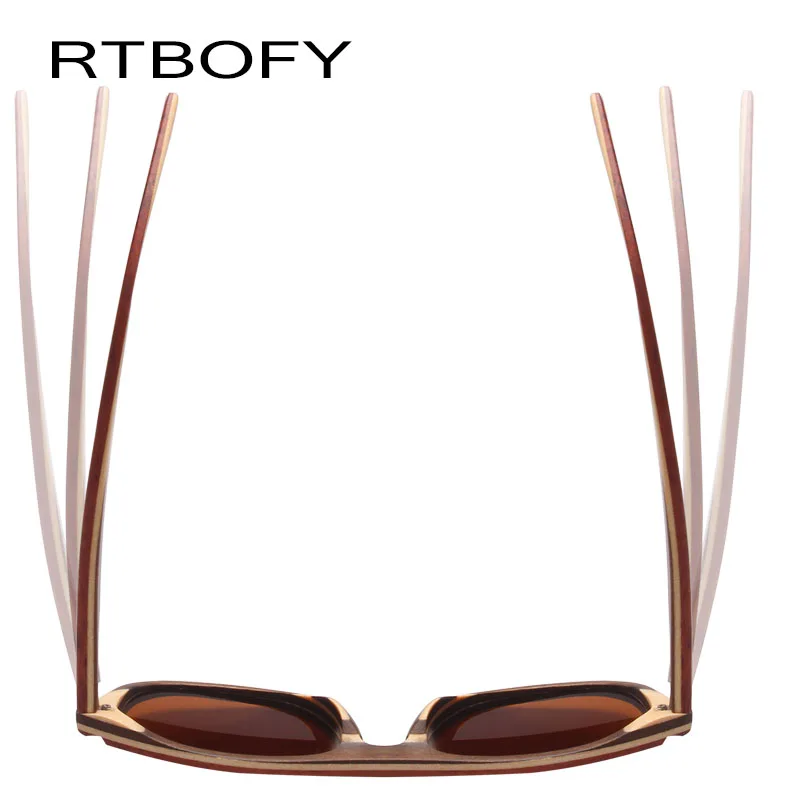 RTBOFY солнцезащитные очки для мужчин квадратные деревянные фанерные женщин