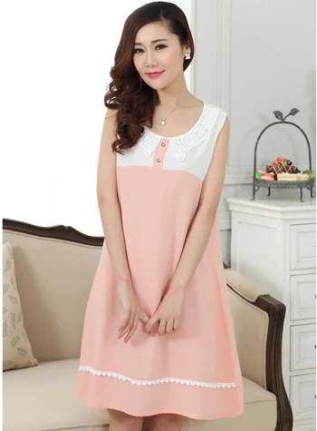 100% Бренд Женщин хлопка рубашка без рукавов ночную рубашку шею над коленом