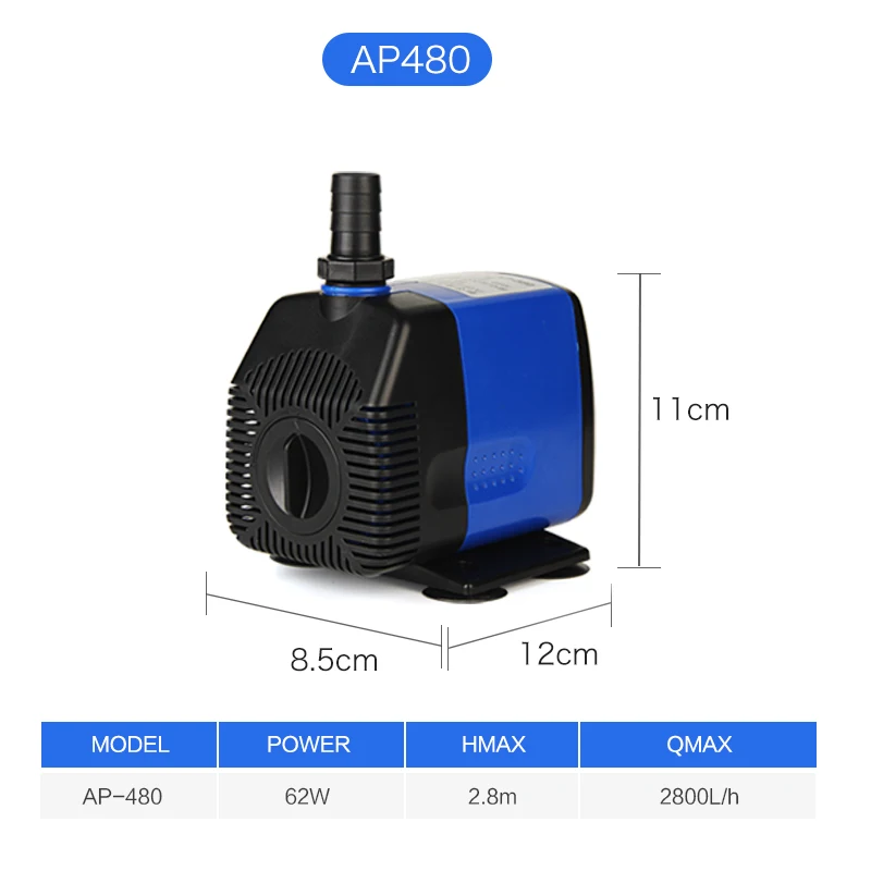 AP480 62W JEBO воды аквариумный насос с регулировкой потока воздуха для аквариума 5/9/19/26/62/65w аквариумным насосом погружной насос высокого Мощность тихий насос - Цвет: AP480 62W