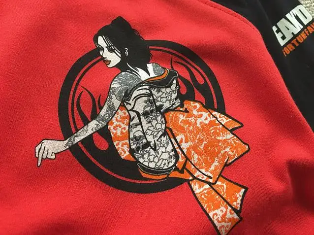Японский стиль Ukiyoe Футболка мужская мода байкер футболки красота с принтом "мотоцикл" хлопок с длинными рукавами Тонкий Топы Футболка