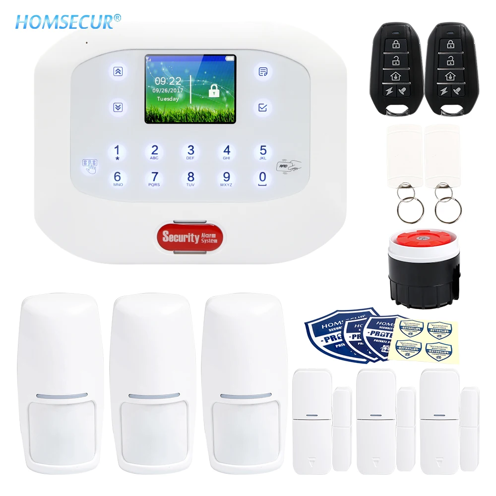 HOMSECUR беспроводный &amp Проводная GSM RFID LCD SMS автоматический набор домашняя