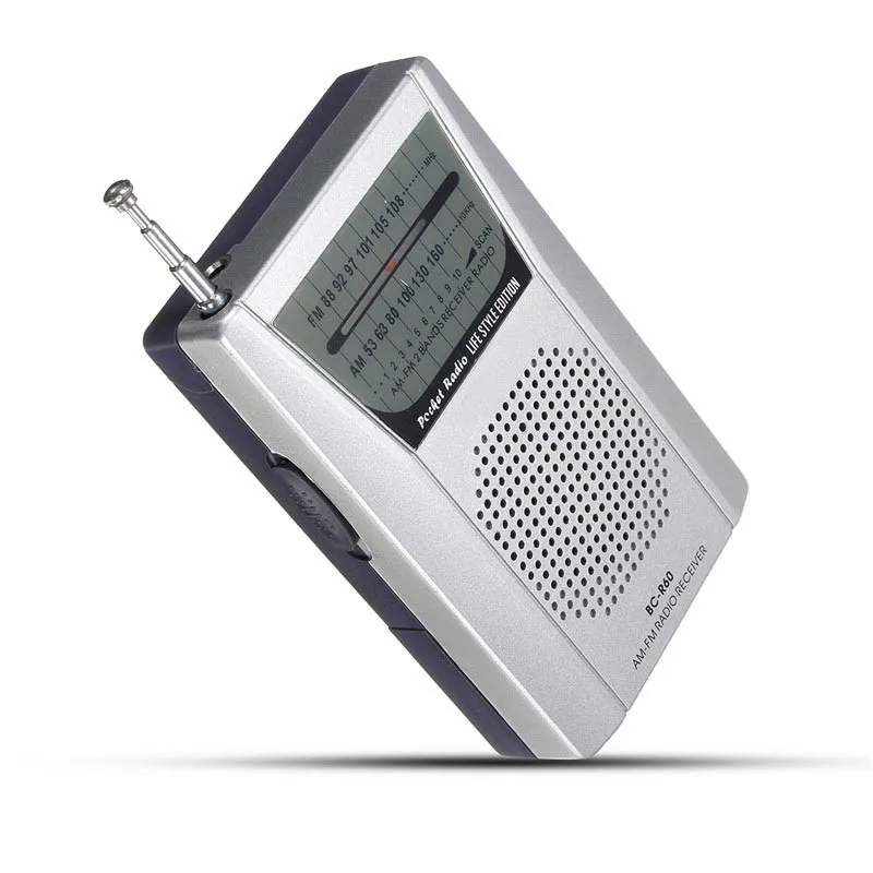 LEORY Mini Silver портативный светодиодный AM/FM телескопическая антенна радиоколонка