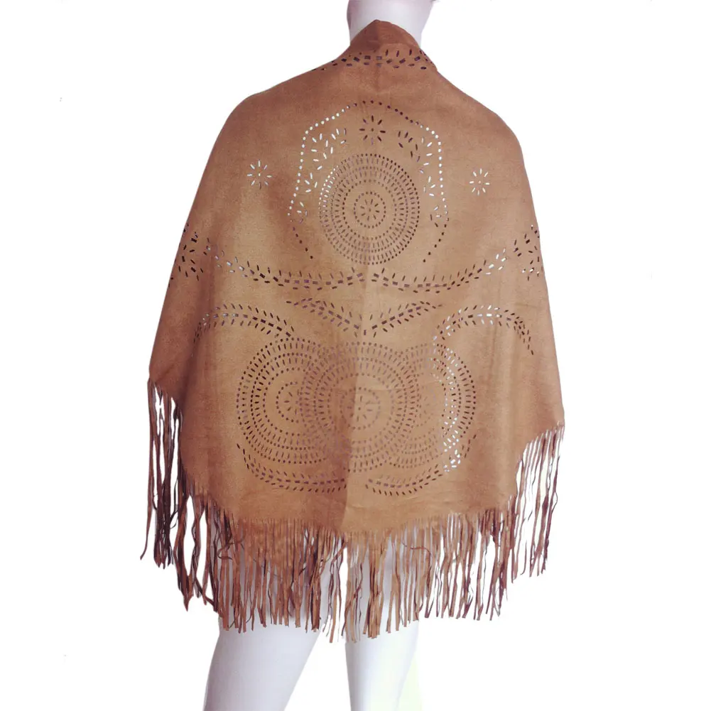 Женский короткий кардиган с кисточками асимметричный цветочным узором