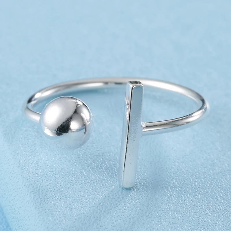 Shineland 100% 925 Sterling Silver Smooth Punk Style Ball Round Open Rings For Women High Quality Lady Prevent Allergy Jewelry | Украшения