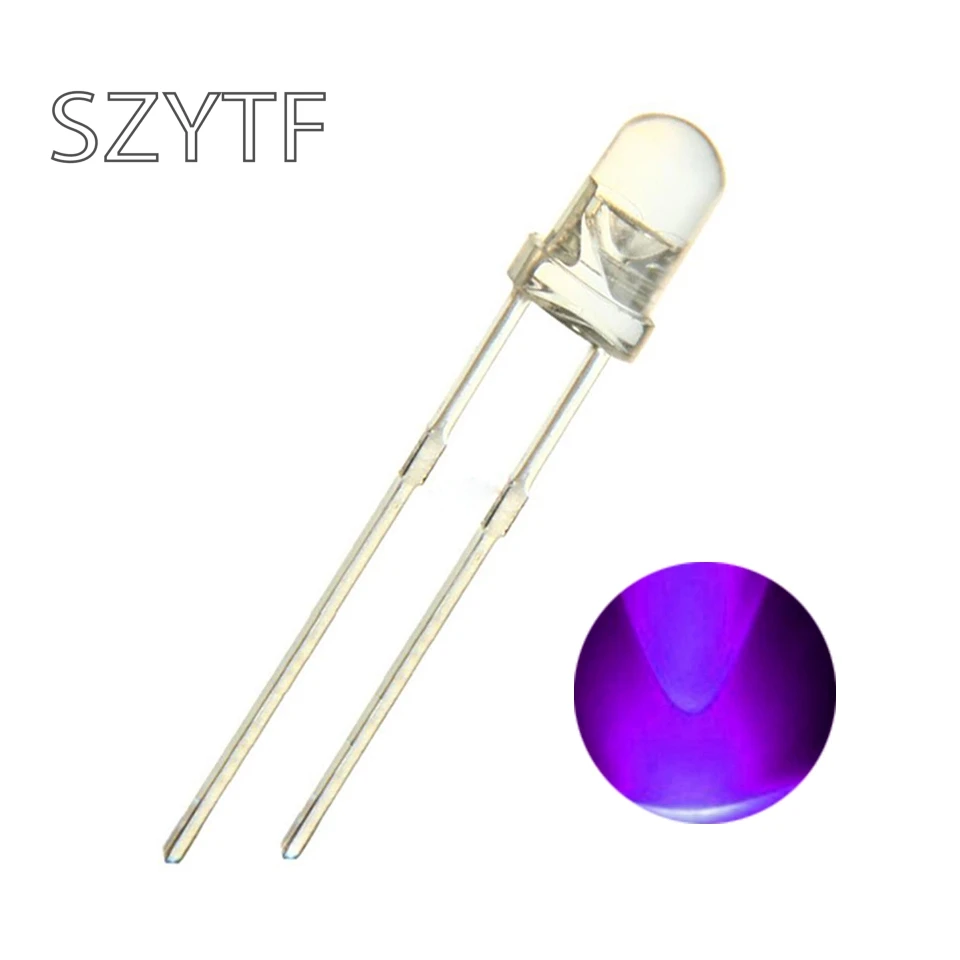 100 шт 5 ММ ультрафиолетовый 395nm 400nm UV светодиодный круглый|uv led|uv led 400nmled uv |