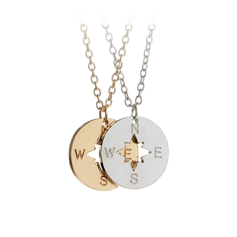 Ожерелья с подвесками в виде диска вырезами из цинкового сплава|compass necklace|charm