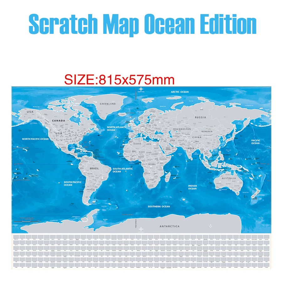 2018 Роскошные дорожные царапины карта мира синий океан Ретро креативные наклейки
