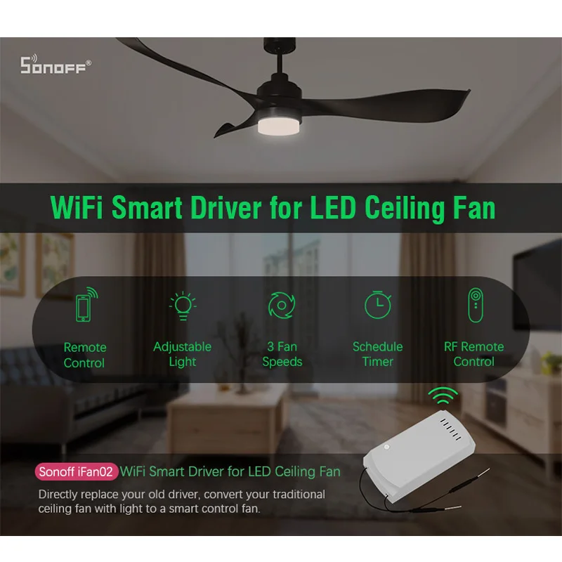 Новый Sonoff IFan02 преобразовать Smart светодио дный потолка вентилятор Wi Fi потолочный с