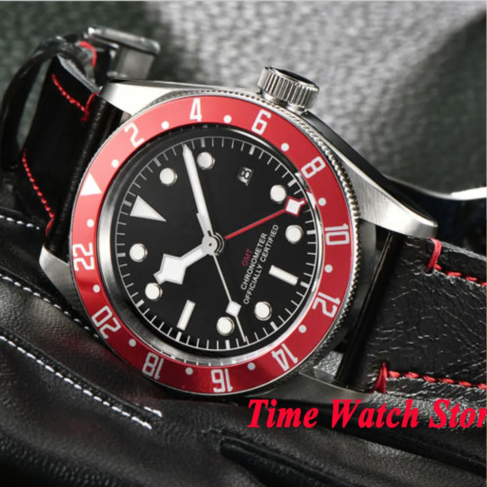 Однотонный corgтеле 41 мм GMT автоматический мужской часы с сапфировым стеклом