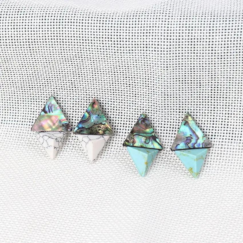 Серьги-гвоздики женские с натуральным камнем в форме пирамиды | Украшения и