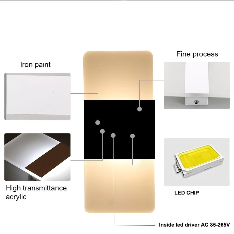 Современный светодиодный для помещений настенный светильник на заказ с