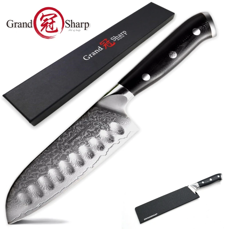 Японский кухонный нож Santoku vg10 5-Дюймовый Нож из дамасской стали 67 слоев