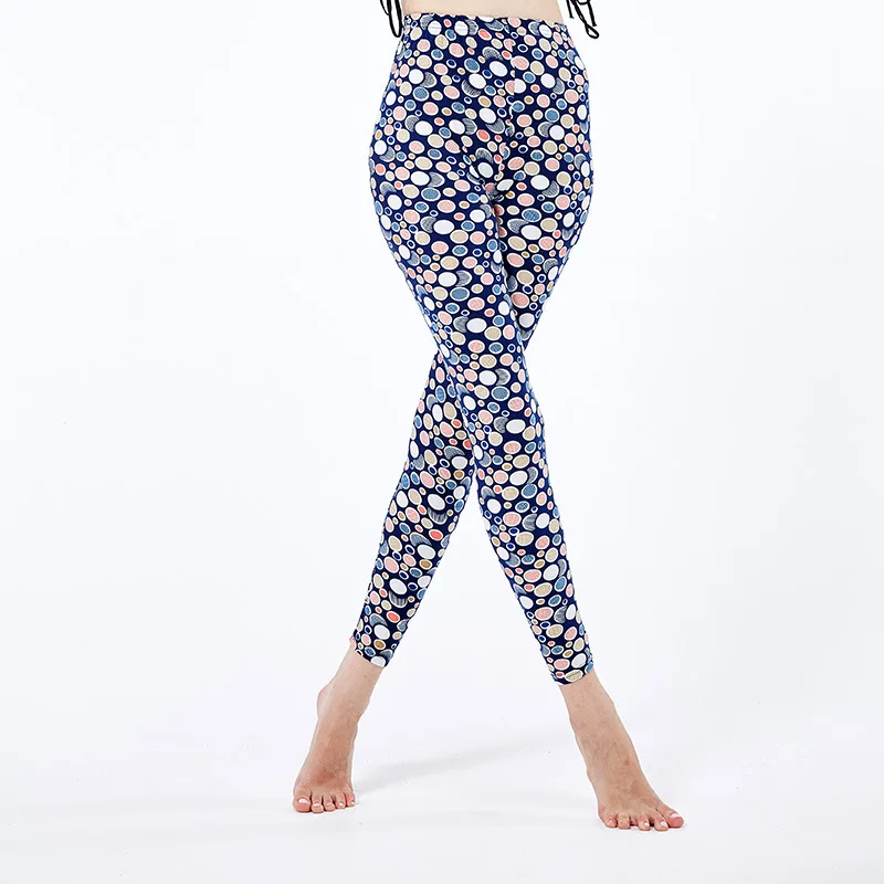 Женские цветные леггинсы в горошек с принтом мягкие эластичные низкой посадкой