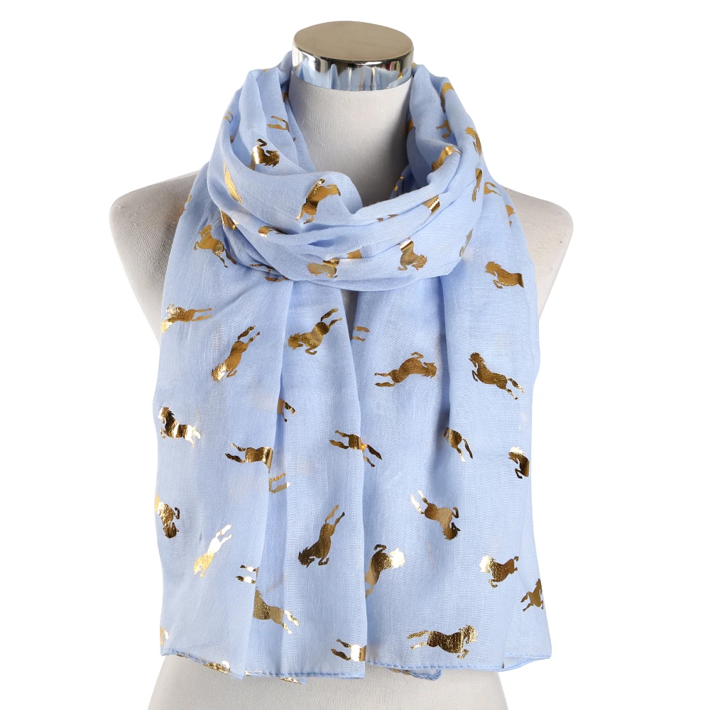 Winfox модный белый черный шарф Единорог Фольга Золотая лошадь звезда блестящая