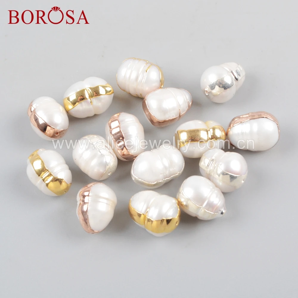 BOROSA 20 шт Стильные Золотые/серебряные/розовое золото цвет Бусы из натурального