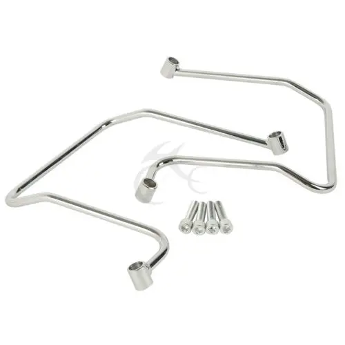 Пара черный хромированный для седельной сумки поддержка скобы Harley Dyna Fat Bob Wide Glide