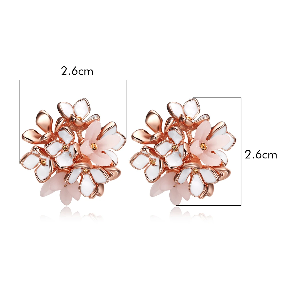Viennois Новый Elegant Rose Цветка Цвета Золота Серьги Стержня для Женщин Эмаль &amp Pink Смола