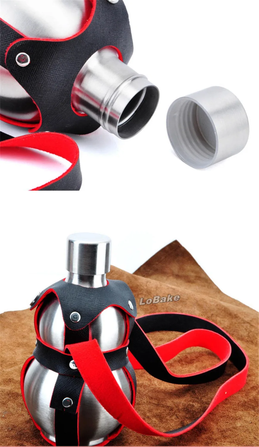 Мини Размер 250 мл нержавеющей стали тыква форма бутылки вина с кожаным ремнем