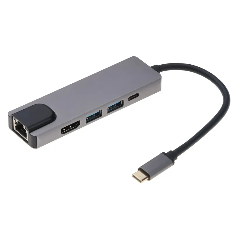 5 в 1 Тип C к HDMI 4K ТВ USB 3 0 видео адаптер конвертер для MacBook до 1000 Мбит/с Gigabit Ethernet Lan RJ45