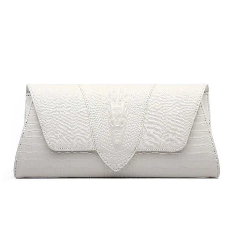 ivory white Женская сумка-клатч вечерние из натуральной кожи с узором «крокодиловая кожа» - Цвет: ivory white