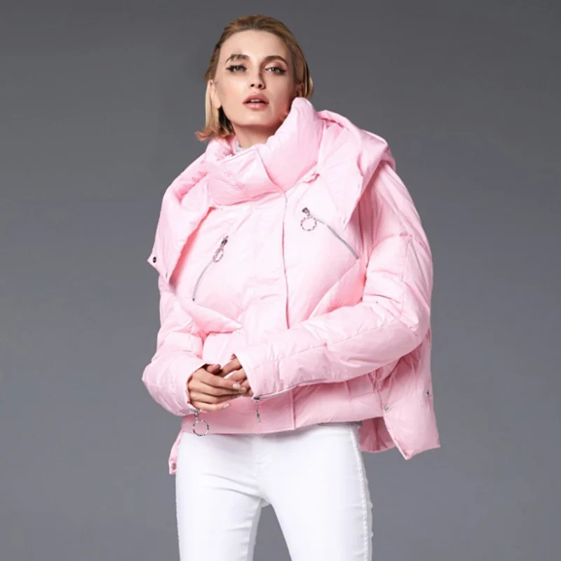 Pink Европейские зимние куртки для женщин 90% белые пуховики большого размера разноцветный светильник пальто с капюшоном теплая водонепроницаемая зимняя верхняя одежда PJ334 - Цвет: Pink