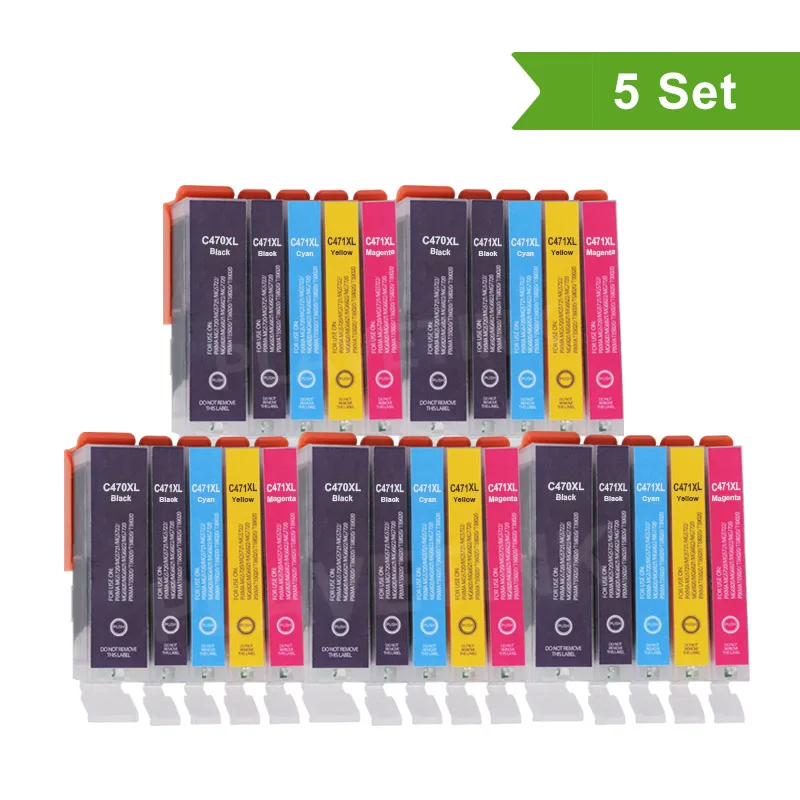 470XL Set x 5 Plavetink 10 шт. чернильный картридж для Canon 470 PGI470 PGI-470 для Canon PIXMA MG5740 MG6840 MG6840 MG 5740 TS5040 чернила для принтера - Цвет: 470XL Set x 5