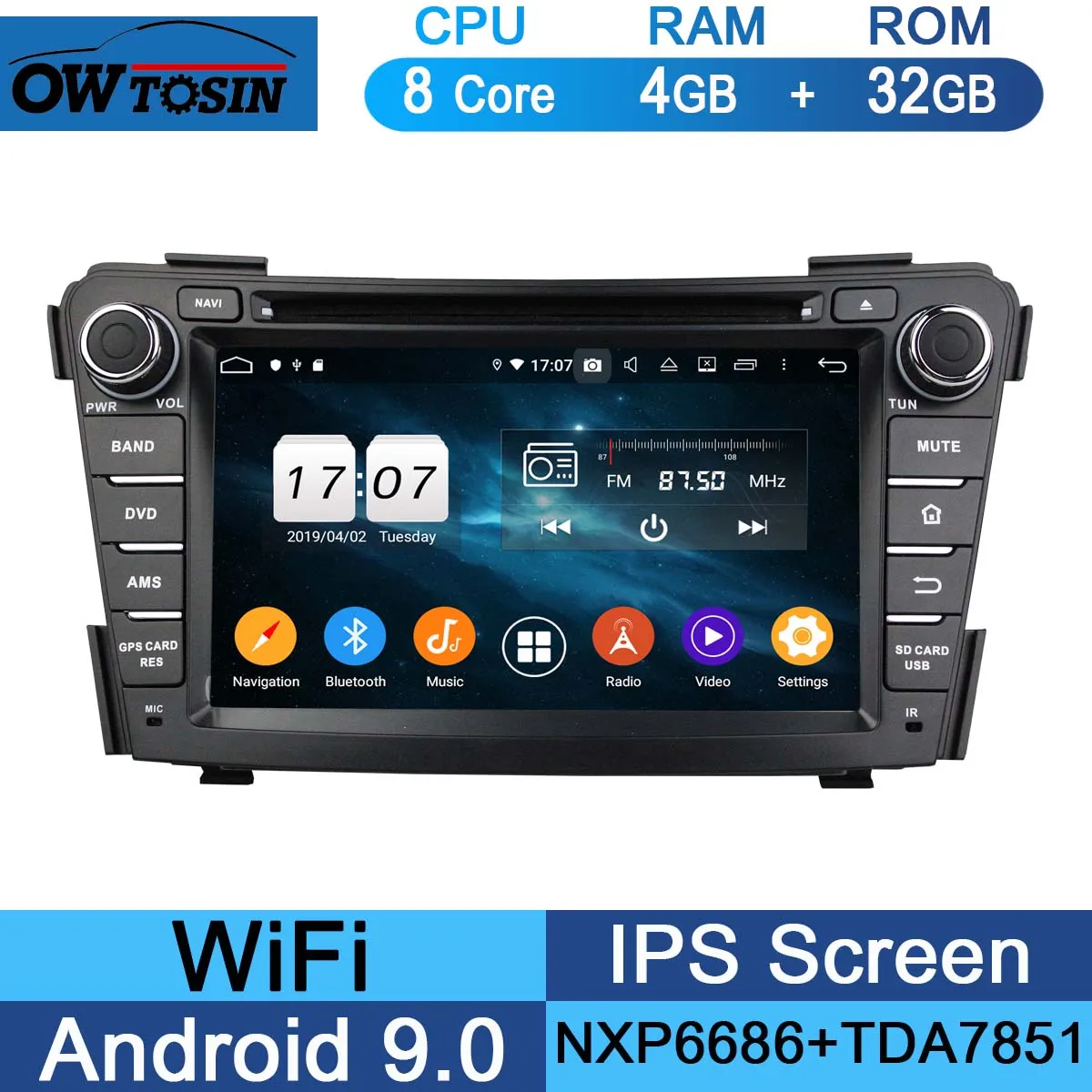 32G 7"IPS 1024*600 Octa Core 4GB RAM+64GB ROM Android 9.0 Car DVD Player For Hyundai I40 2011 2012 2013 DSP Radio - Цвет: 32G