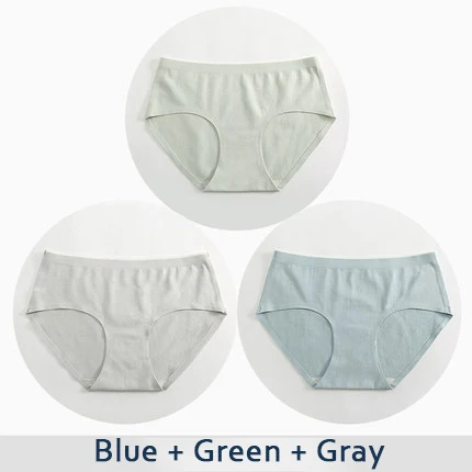 Blue Green Gray DULAS Pantie женские бактериостази хлопок девушки нижнее белье средней посадки девушки нижнее белье дамы бесшовные Большие размеры трусики 3 шт./лот - Цвет: Blue Green Gray