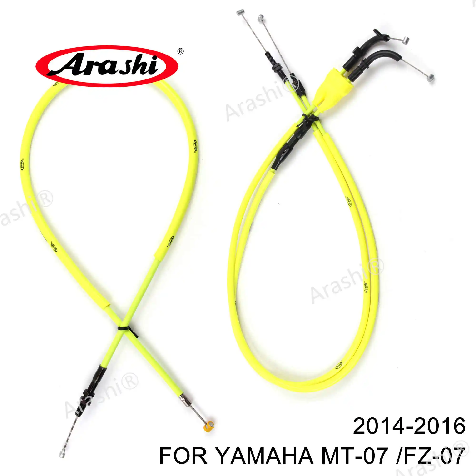 1 Yellow set Аксессуары для мотоциклов Arashi тросы дроссельной заслонки и сцепления провода из нержавеющей стали для YAMAHA MT07 FZ07 Set 1 комплект - Цвет: 1 Yellow set