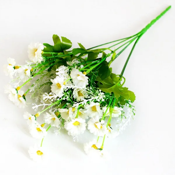White 35 см искусственные цветы ромашки DIY свадебный дорожный свинцовый букет домашний стол декор в горшках Cymbidium ромашки вечерние товары для дома - Цвет: White