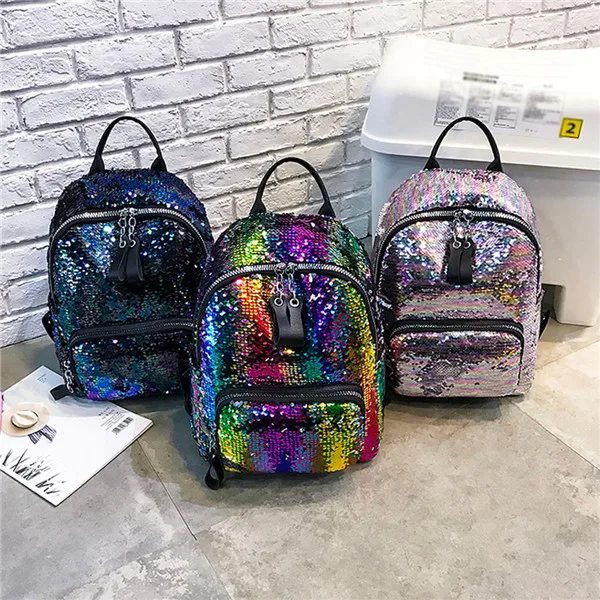 Maison Fabre Backpack Women Sequin Hit Color School Bag Backpack Student Satchel Travel Bag Backpack Mochila de dama
