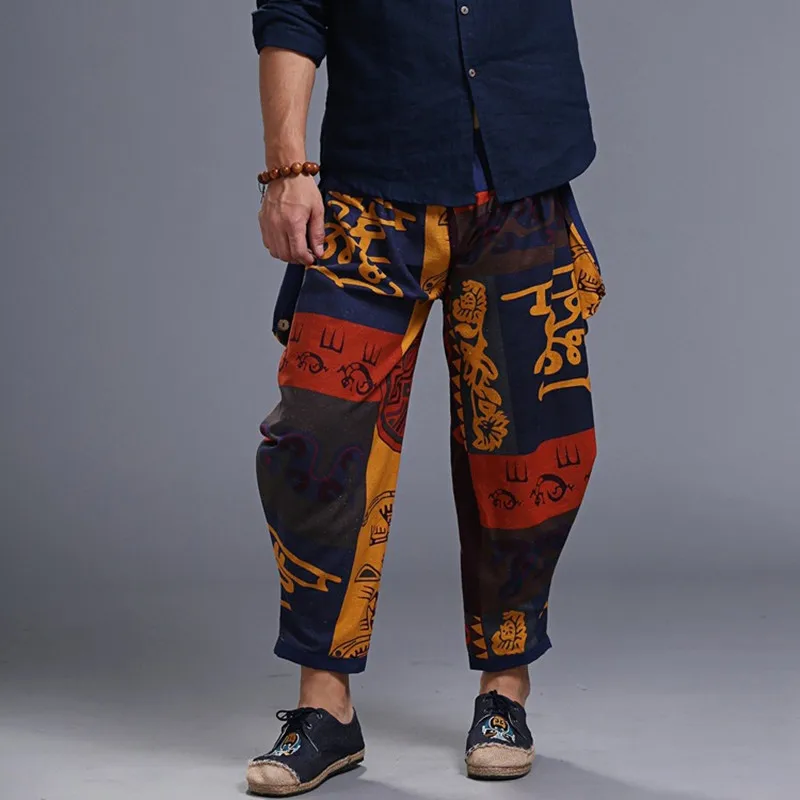 Новинка хип-хоп японские Стрейчевые хлопковые льняные шаровары мужские женские