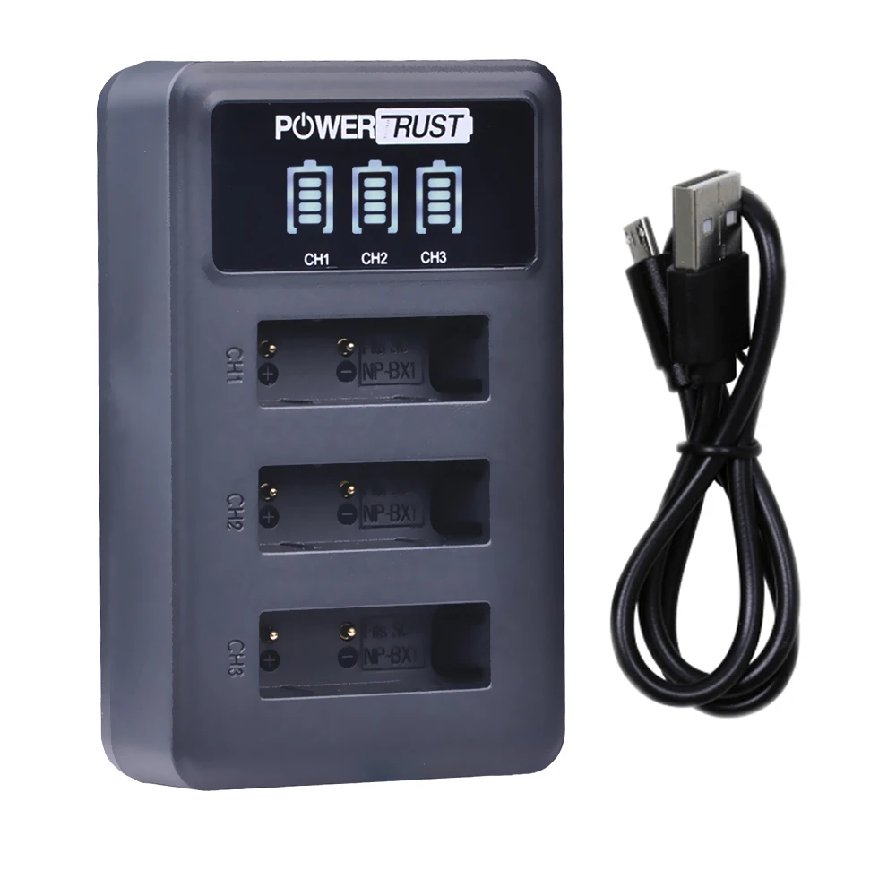 PowerTrust USB зарядное устройство светодиодный аккумулятор NPBX1 с 3 слотами для Sony DSC RX1
