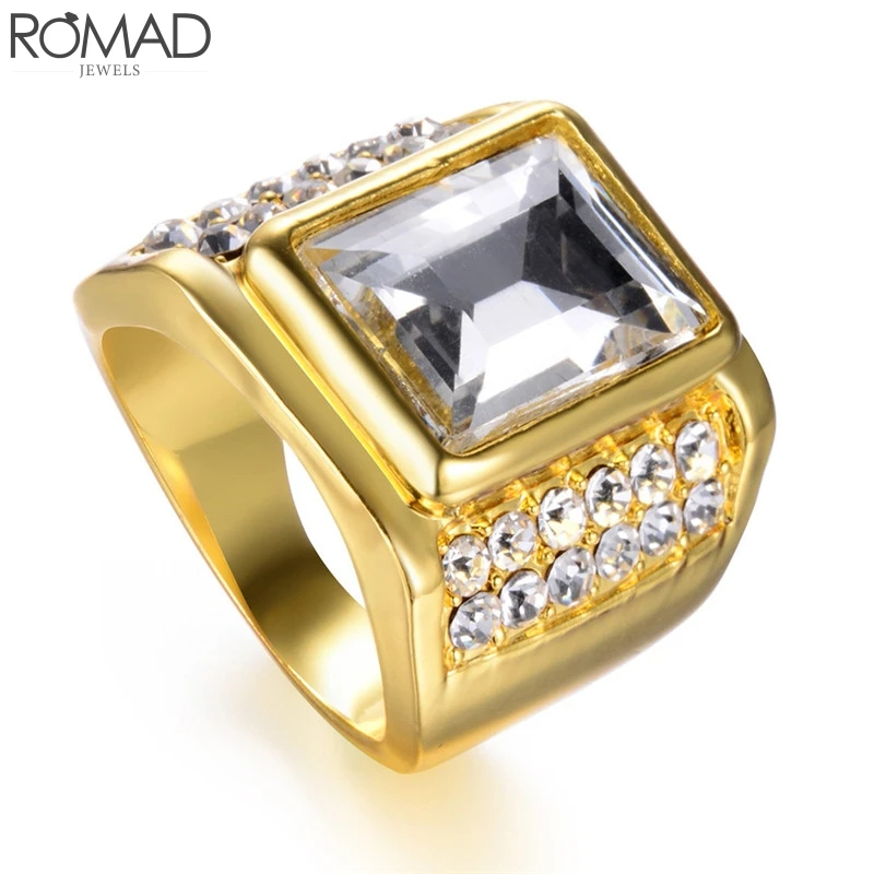 ROMAD хип-хоп кольцо с фианитом для мужчин кристаллами и стразами в стиле панк-рок