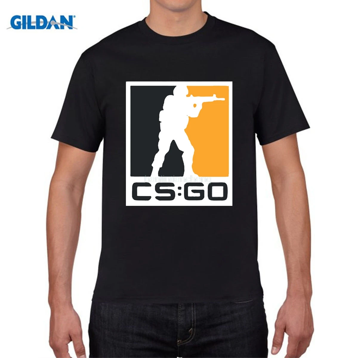 GILDAN футболка с круглым воротником из чистого хлопка CSGO модная XXXL черная коротким