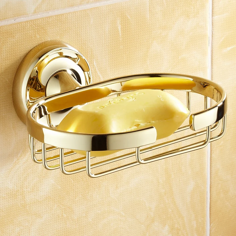Роскошный Золотой Твердый латунный мыльница полированный настенный мыльный