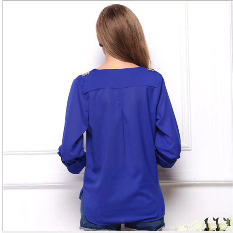 Женская шифоновая блузка с V образным вырезом из полиэстера|womens tops and blouses|blouses for