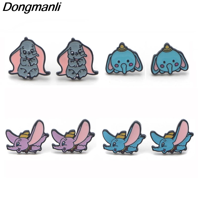 P3688 Dongmanli милые Дамбо серьги-гвоздики в виде слона для женщин Эмаль Нержавеющая сталь пирсинг ювелирные изделия из Кореи дети девочки