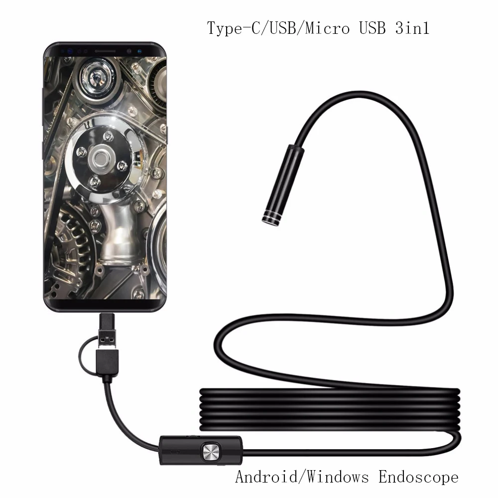 Эндоскоп с HD камерой 2021 дюйма 1200P USB C водонепроницаемый объектив 8 мм