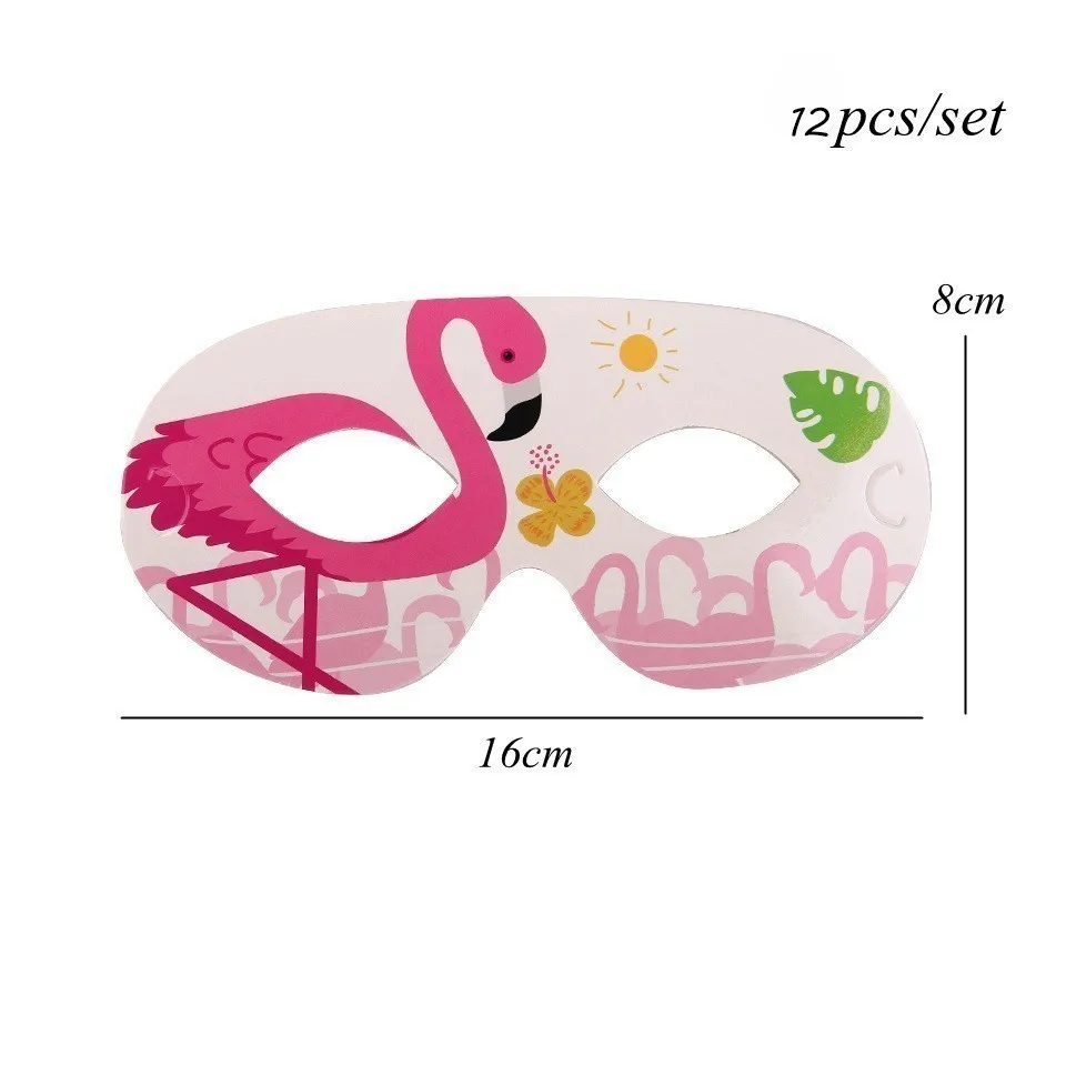 12pcs mask 1 компл. Фламинго серии одноразовая посуда бумажная настольная декоративная пластина/баннер Тема Свадьба День рождения Летняя Вечеринка украшения принадлежности - Цвет: 12pcs mask